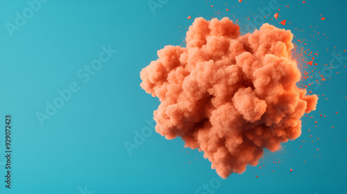 Abstract Orange Cloud Burst Against Teal Background - Perfect for Design Projects