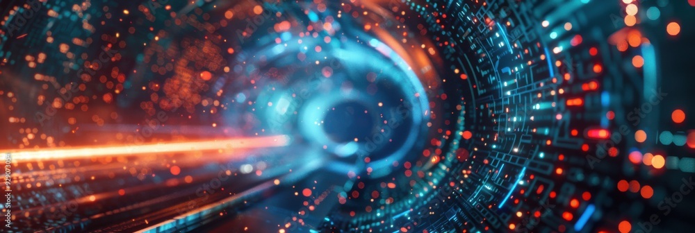 Obraz premium Tunnel of Glowing Data Points