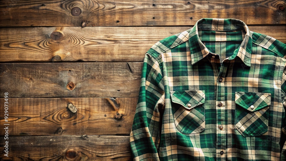 Rustic lumberjack-inspired background featuring a crumpled green ...