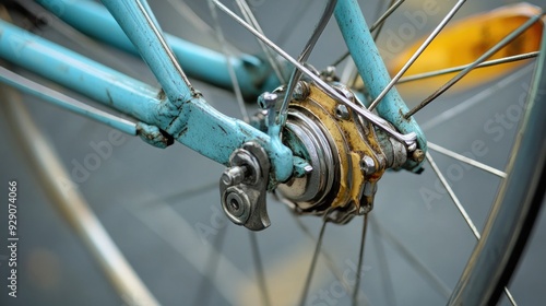 Close-up of a Vintage Bicycle Rear Hub and Spokes