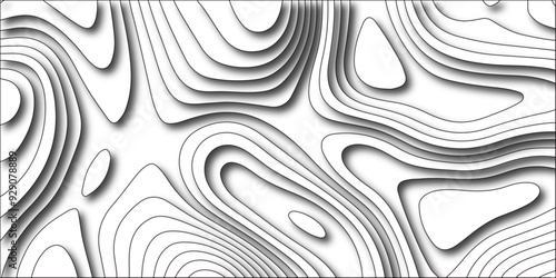 Abstract papercut and multi layer cutout geometric pattern on vector, Abstract soft white background with waves, textured Papercut. 3D origami style design. Abstract background with waves.