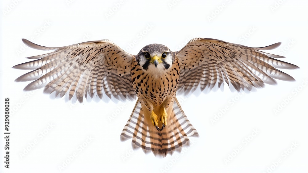 A bird of prey in flight, showcasing its wings and detailed plumage. A bird of prey in flight, showcasing its wings and detailed plumage.