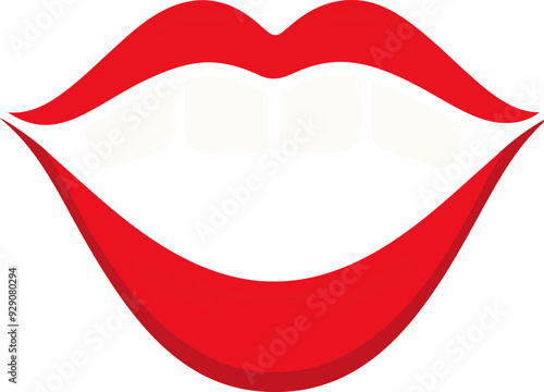 A red lip with white teeth