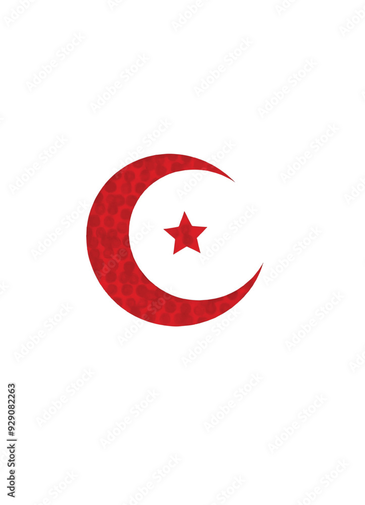 a red flag symbol of turkiye with a red crescent and star symbol with texture inside of it a red flag symbol of turkiye with a red crescent and star symbol with texture inside of it