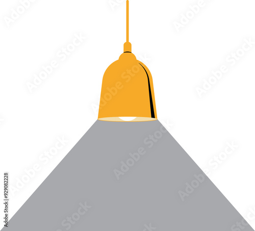 Hanging ceiling lamp with lit light. Interior decor