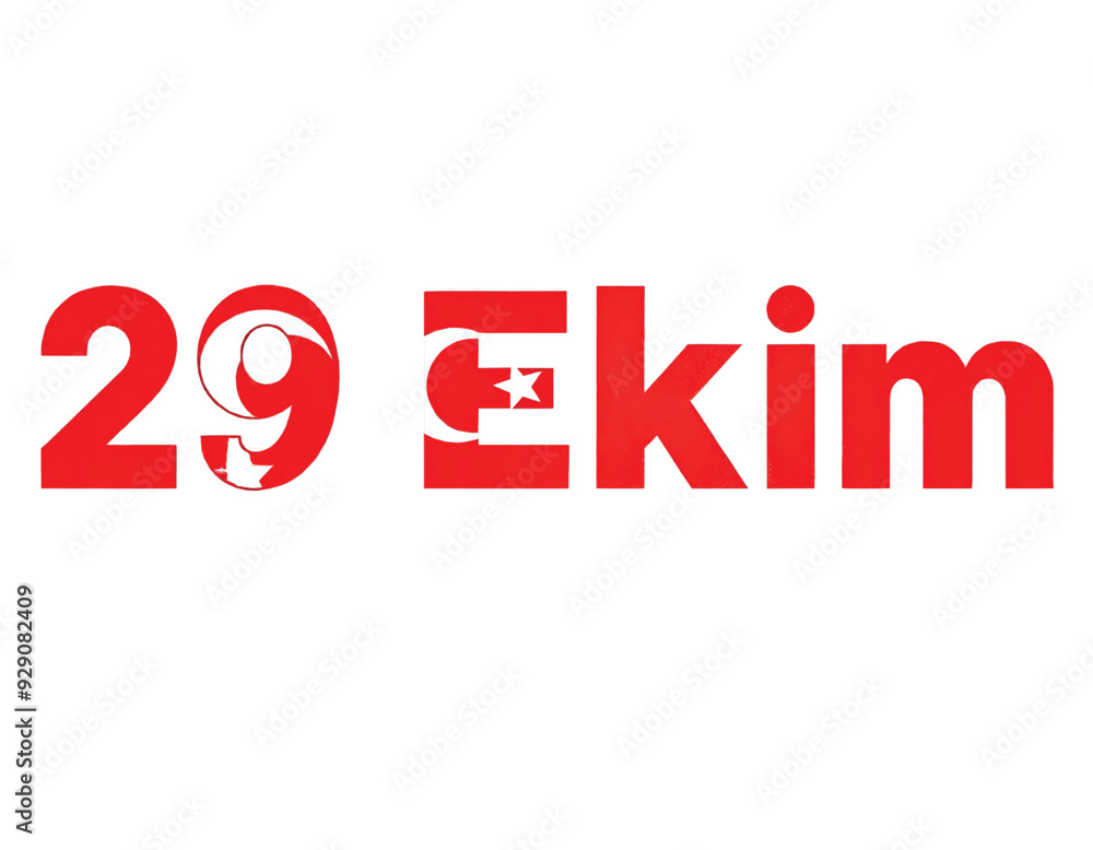 a white background with the word 29 Ekim on it with crescent and star symbol inside of it a white background with the word 29 Ekim on it with crescent and star symbol inside of it