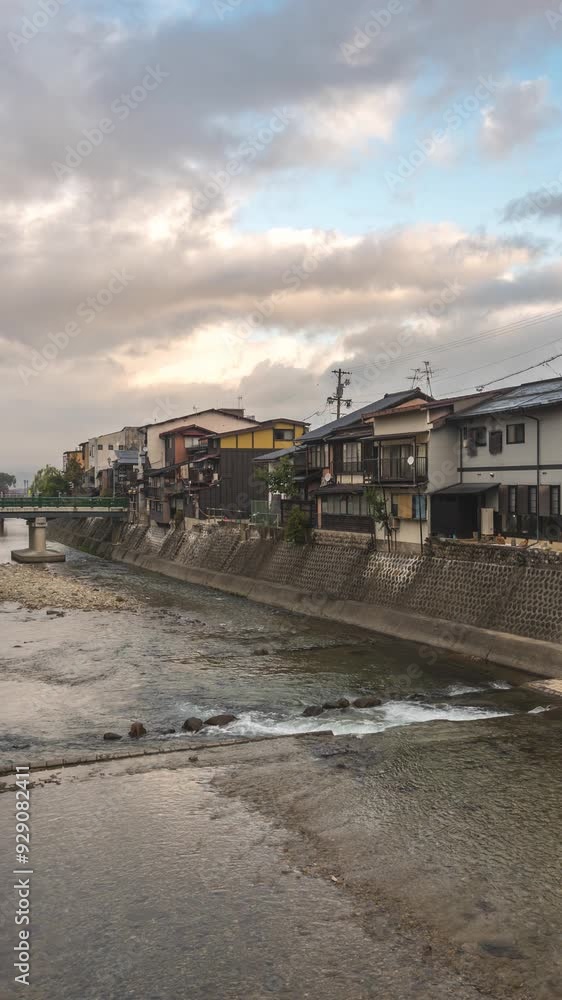 Takayama Gifu Japan time lapse at Miyagawa river and old town in autumn season (Vertical) Takayama Gifu Japan time lapse at Miyagawa river and old town in autumn season (Vertical)