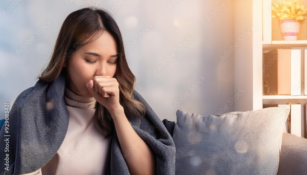 A thoughtful woman wrapped in a blanket, showing signs of contemplation or concern while sitting indoors by a sunlit window. A thoughtful woman wrapped in a blanket, showing signs of contemplation or concern while sitting indoors by a sunlit window.
