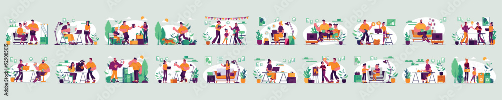 Mega set of big character concepts with people scene in flat cartoon design. The set of illustrations with big characters and cover a variety of topics. Vector illustration. Mega set of big character concepts with people scene in flat cartoon design. The set of illustrations with big characters and cover a variety of topics. Vector illustration.