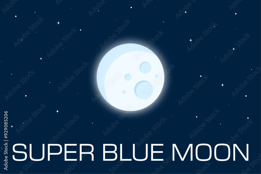 Super blue moon vector background. Bright shiny glowing luminous sky with stars, galaxy. Super blue moon vector background. Bright shiny glowing luminous sky with stars, galaxy.