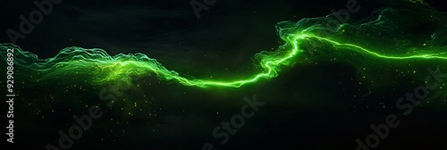 A vibrant green energy wave against a dark, textured background, suggesting movement and dynamism.