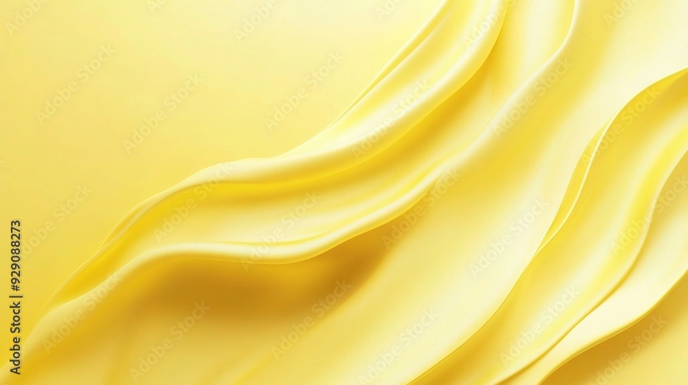 Obraz premium A soft, delicate, and luxurious yellow silk fabric drapes elegantly against a pale yellow background, creating a smooth and flowing texture. 