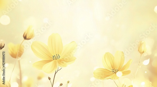 Fototapeta Naklejka Na Ścianę i Meble -  A soft and delicate watercolor illustration of yellow wildflowers bathed in warm sunlight, evoking feelings of joy and serenity.  