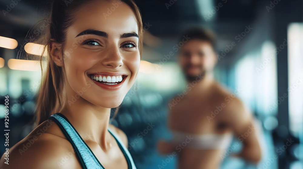 Active Fitness Enthusiasts Smiling Dynamic Gym Environment Active Fitness Enthusiasts Smiling Dynamic Gym Environment
