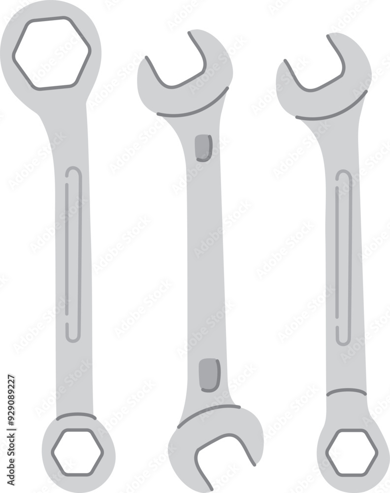 Wrench set. Different spanner color icon collection