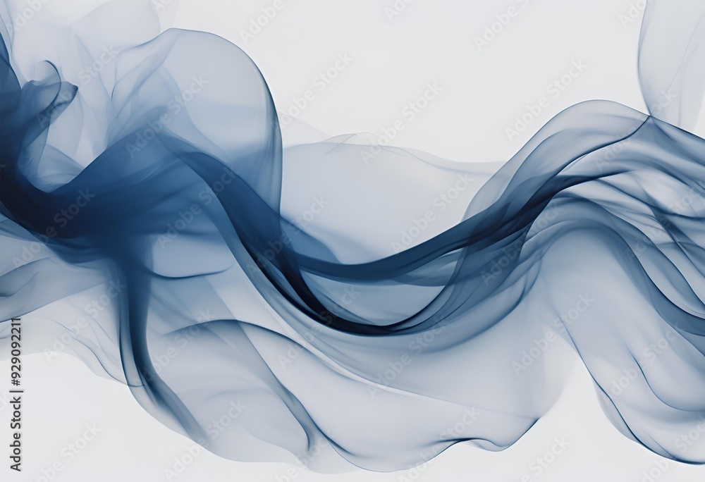 Abstract Blue Smoke Waves on White: Ethereal, Fluid, Dynamic, Abstract Blue Smoke Waves on White: Ethereal, Fluid, Dynamic,