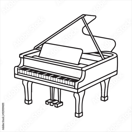 A Piano Vector Art Illustration