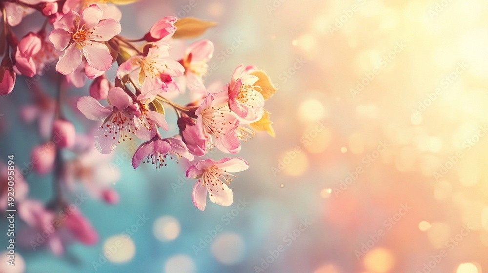 Spring's Gentle Embrace: Cherry blossoms bathed in the warm glow of sunrise, a serene vision of renewal and beauty. Spring's Gentle Embrace: Cherry blossoms bathed in the warm glow of sunrise, a serene vision of renewal and beauty.