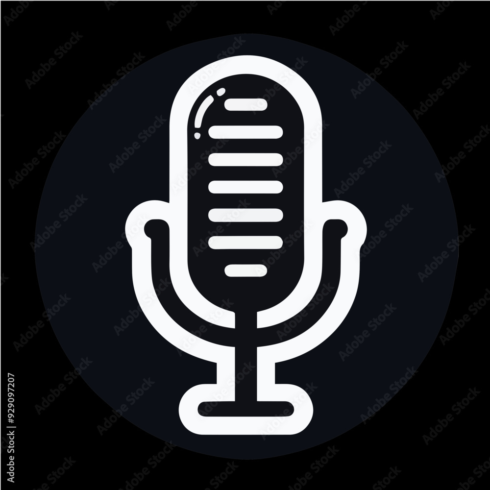 Vector icon of a retro-style microphone, perfect for podcasting, broadcasting, and audio-related design projects. Vector icon of a retro-style microphone, perfect for podcasting, broadcasting, and audio-related design projects.