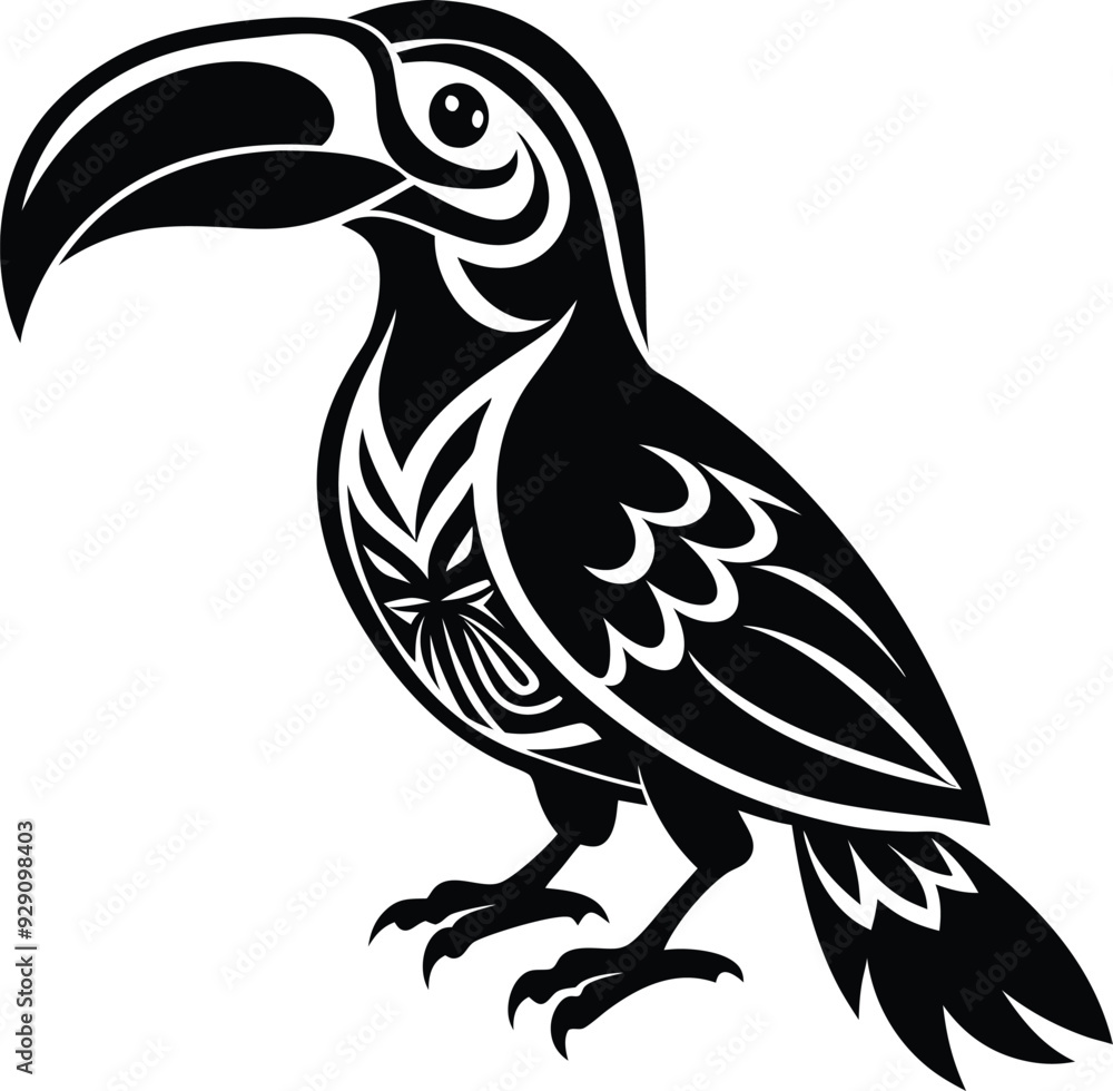 Toucan bird silhouette illustration black and white Toucan bird silhouette illustration black and white