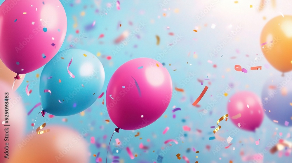 Balloons, Confetti, and Celebration: A vibrant burst of joy captured in a photo of colorful balloons floating amidst a shower of confetti, a perfect visual for any occasion. Balloons, Confetti, and Celebration: A vibrant burst of joy captured in a photo of colorful balloons floating amidst a shower of confetti, a perfect visual for any occasion.