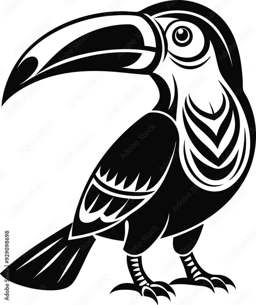 Toucan bird silhouette illustration black and white Toucan bird silhouette illustration black and white