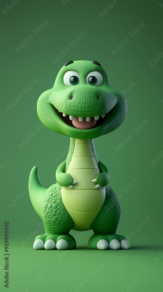 A cheerful cartoon dinosaur character with a friendly expression and vibrant colors. A cheerful cartoon dinosaur character with a friendly expression and vibrant colors.