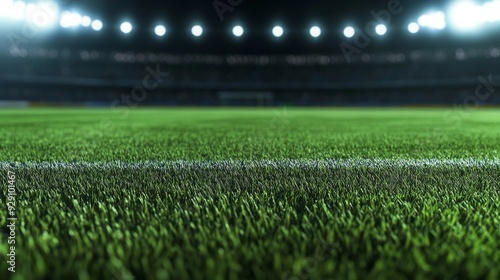 Green Grass Field Under Stadium Lights