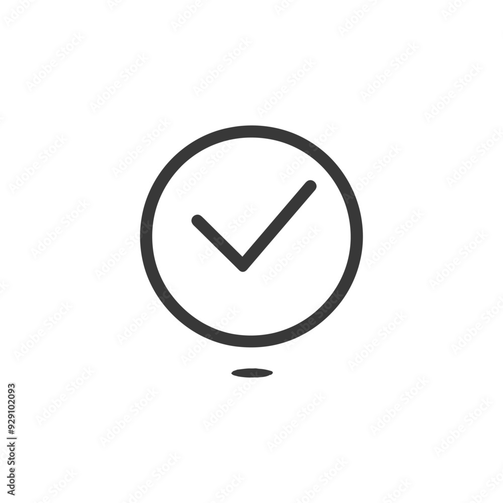 Check Mark Icon in Circle with a Dot Below Check Mark Icon in Circle with a Dot Below