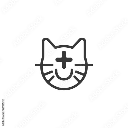Cat with Plus Sign on Its Forehead