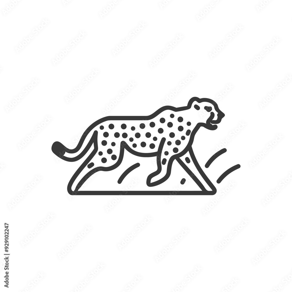 Cheetah Running on Grass With Tail Swishing Cheetah Running on Grass With Tail Swishing