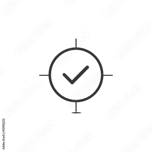 Checkmark inside a circle with crosshairs