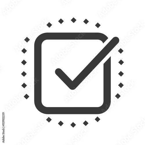 Checkmark in Square with Dotted Circle