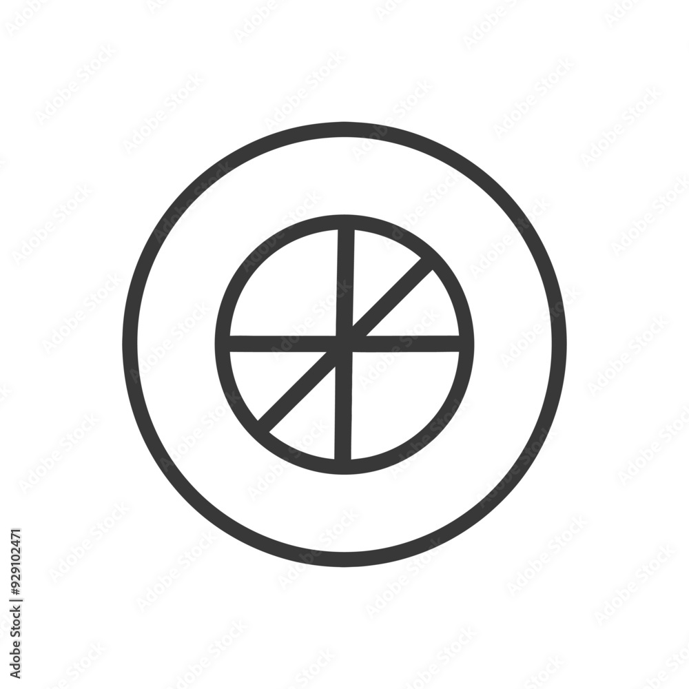 Circular Graphic with Radial Lines and a Centered Slash Circular Graphic with Radial Lines and a Centered Slash