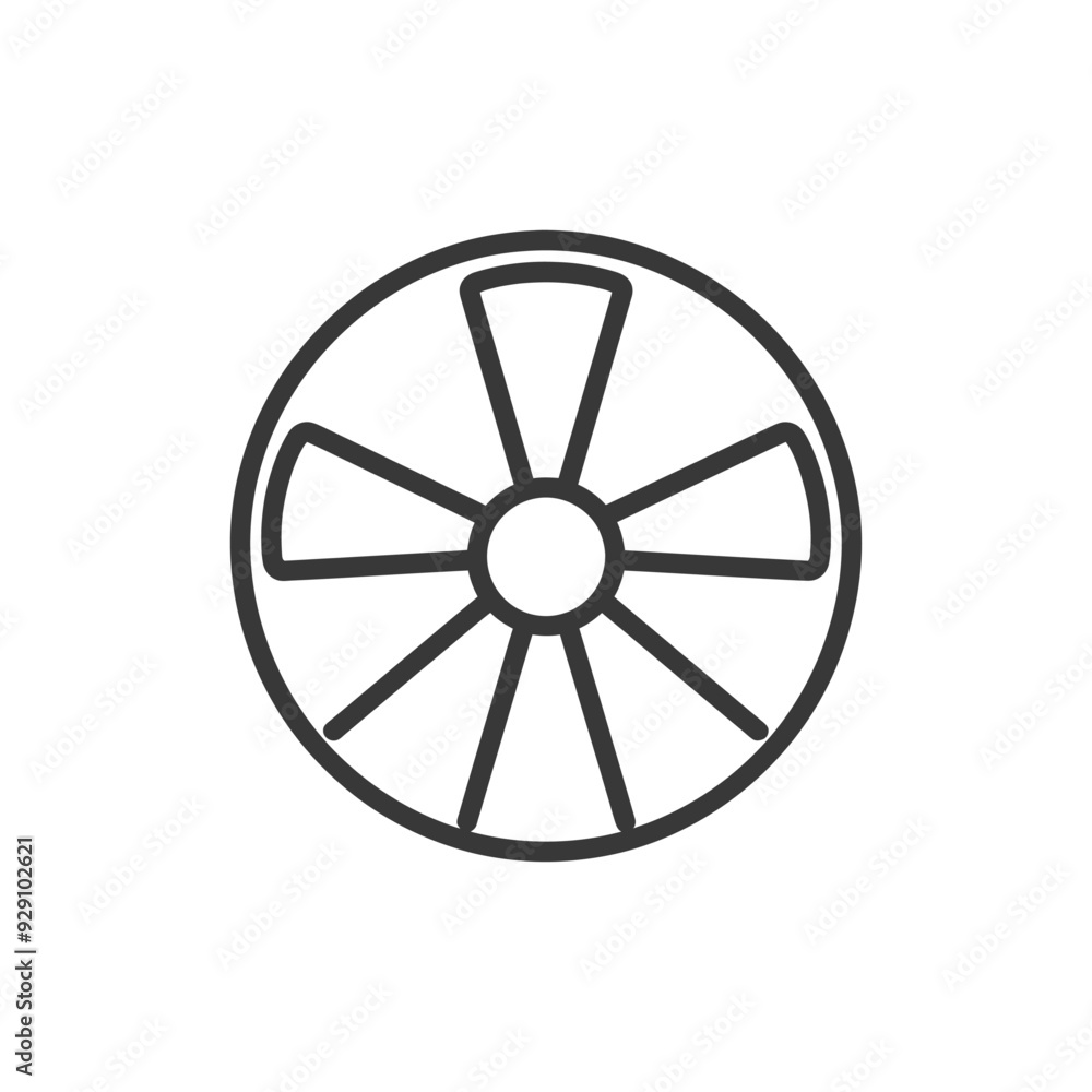 Circular Symbol with Six Spokes and a Center Circle Circular Symbol with Six Spokes and a Center Circle