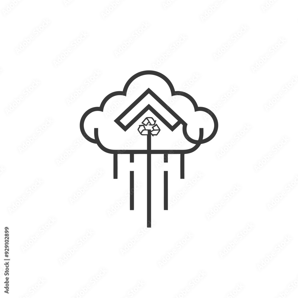 Cloud with Recycle Symbol and Rain Cloud with Recycle Symbol and Rain