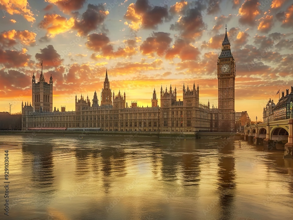 Big Ben and Houses of Parliament at Sunset, London Big Ben and Houses of Parliament at Sunset, London