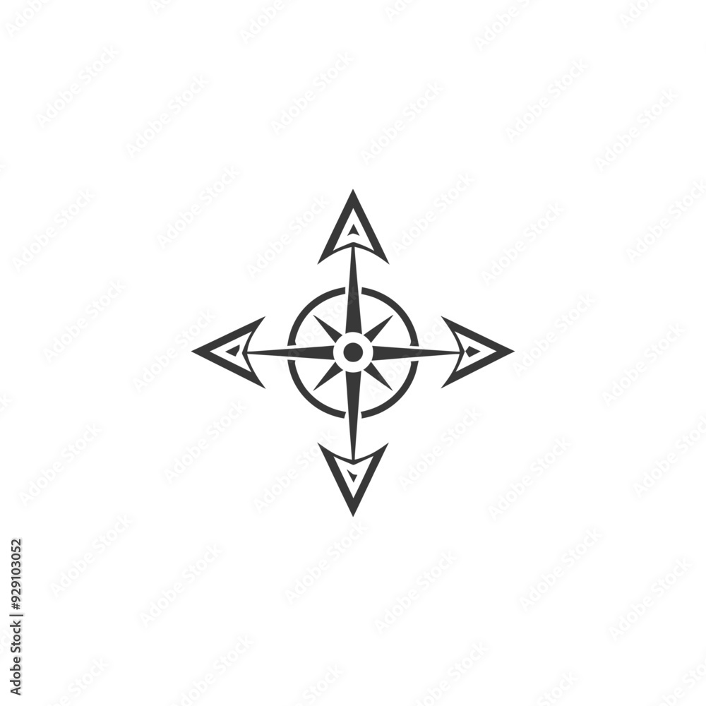 Compass Rose with Four Directional Arrows Compass Rose with Four Directional Arrows