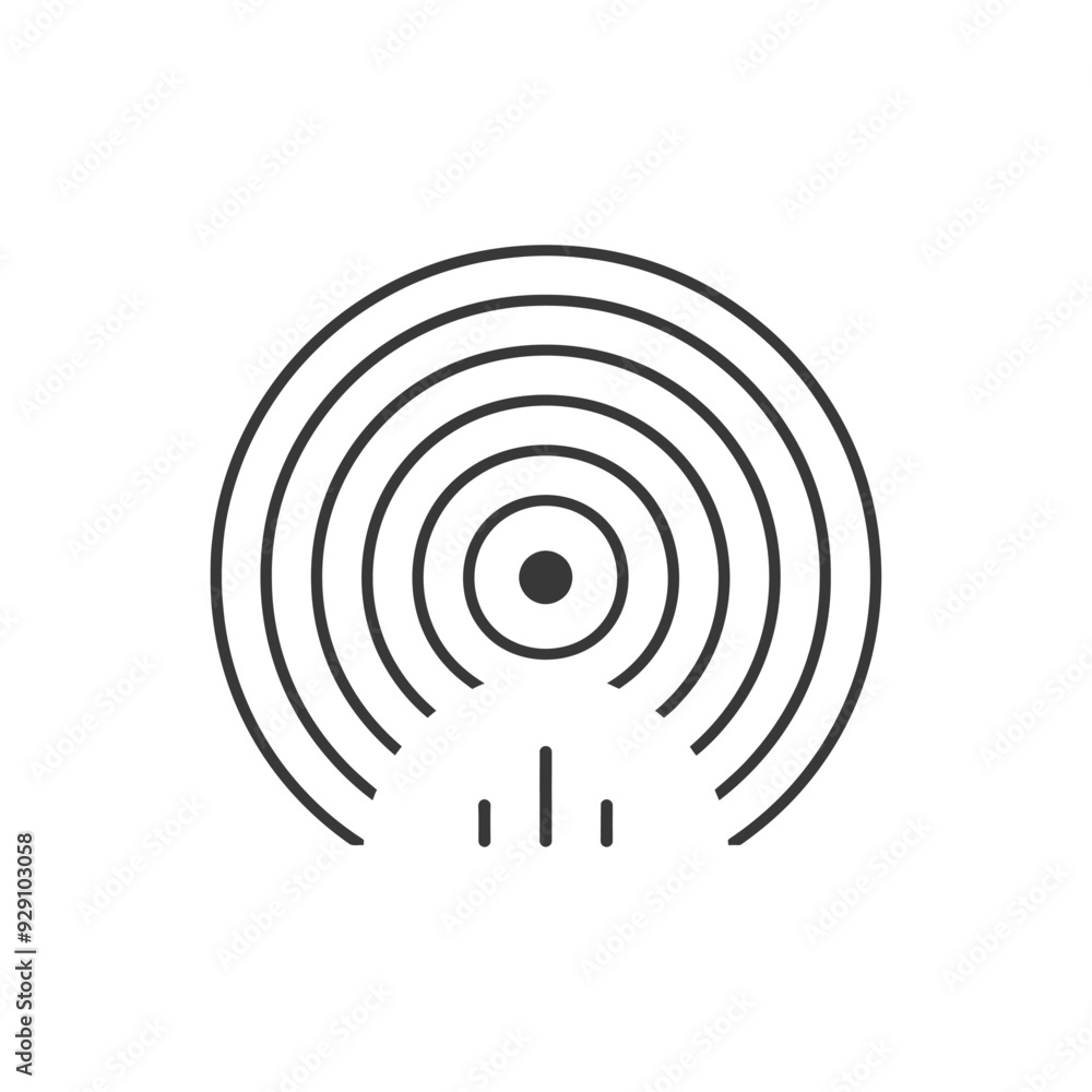 Concentric Circles with a Central Dot and Vertical Lines Below Concentric Circles with a Central Dot and Vertical Lines Below