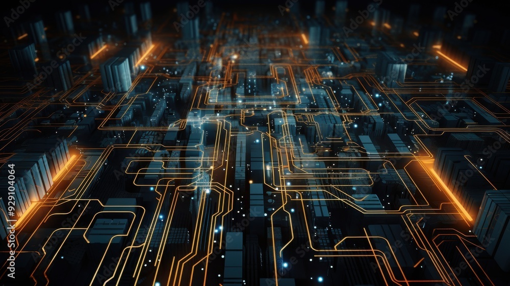 Luminous Circuitry. Futuristic technology concept Luminous Circuitry. Futuristic technology concept