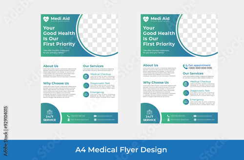 Medical & Healthcare Modern Flyer Template , Professional and Creative Design .