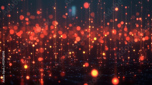 Abstract Background with Orange and Yellow Bokeh Lights