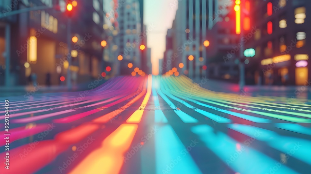 Vibrant city streets at night with blurred motion and neon lights illuminating the urban landscape Vibrant city streets at night with blurred motion and neon lights illuminating the urban landscape