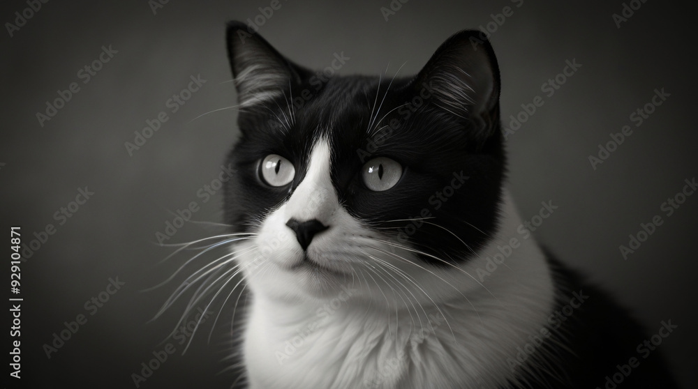 Cute cat posing on camera, black and white photos great for backgrounds and wallpaper or interior design or multimedia content Cute cat posing on camera, black and white photos great for backgrounds and wallpaper or interior design or multimedia content