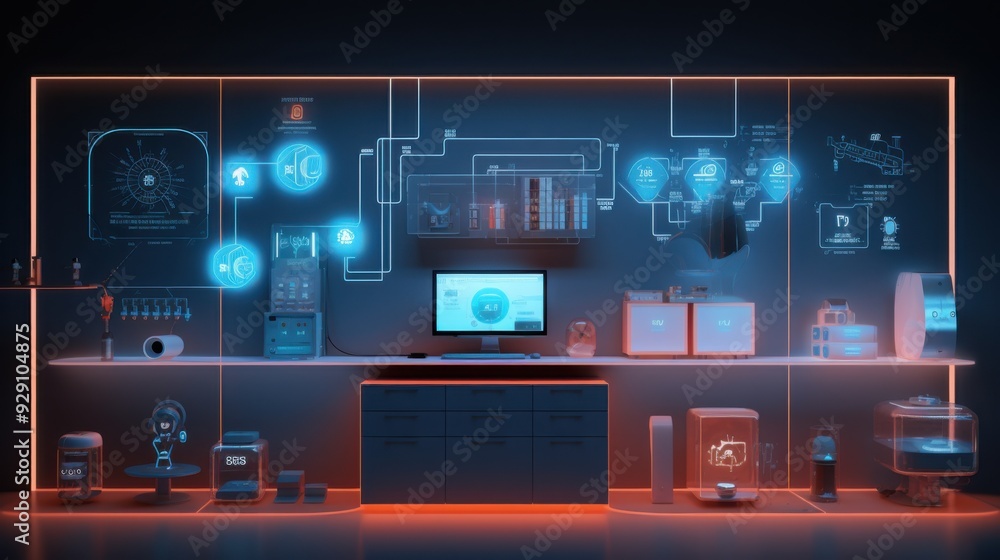 A glowing AI-powered security system with real-time monitoring and predictive threat analysis, symbolizing safety through technology A glowing AI-powered security system with real-time monitoring and predictive threat analysis, symbolizing safety through technology