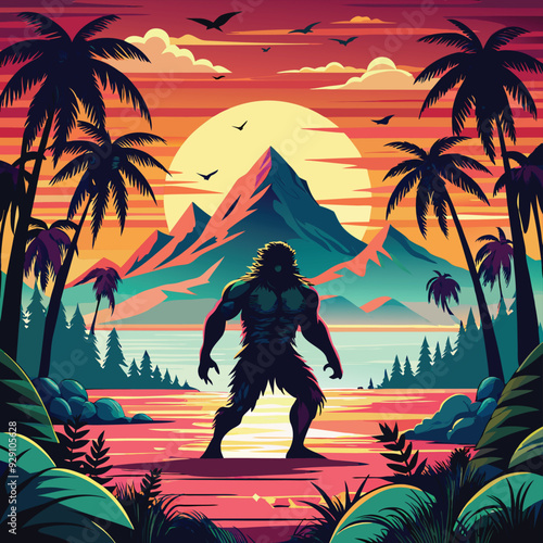 Bigfoot-Retro Vintage Sunset