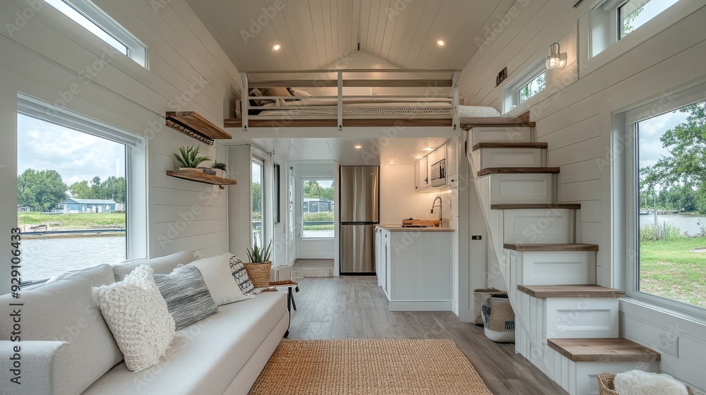 Cozy Minimalist Tiny House. Modern and functional living space concept Cozy Minimalist Tiny House. Modern and functional living space concept