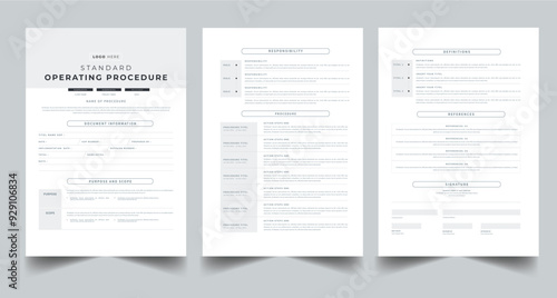 Standard Operating Procedure Design layout Template With 3 page concept Accents