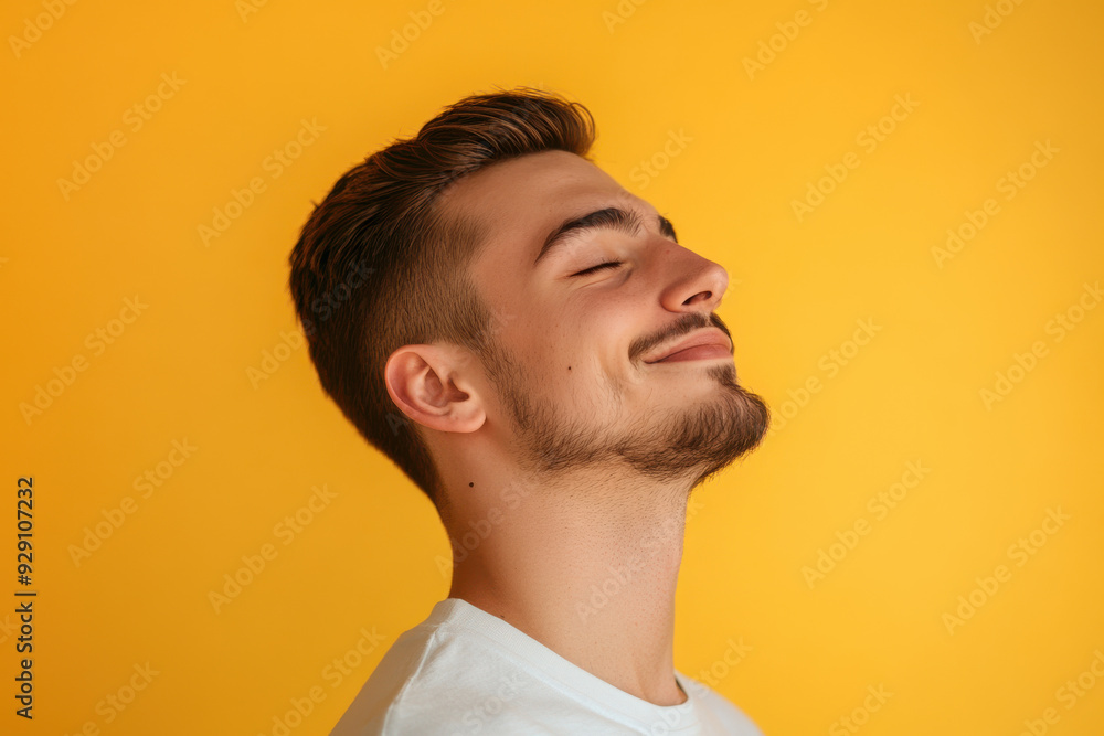 A close up of a man's face with his eyes closed A close up of a man's face with his eyes closed