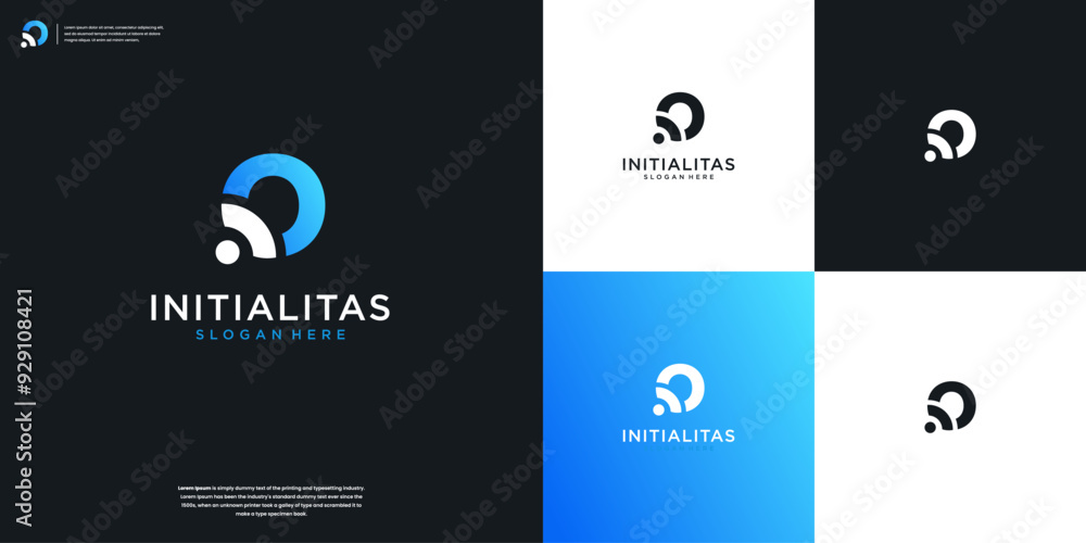 Naklejka premium Abstract human and letters O combination logo design template